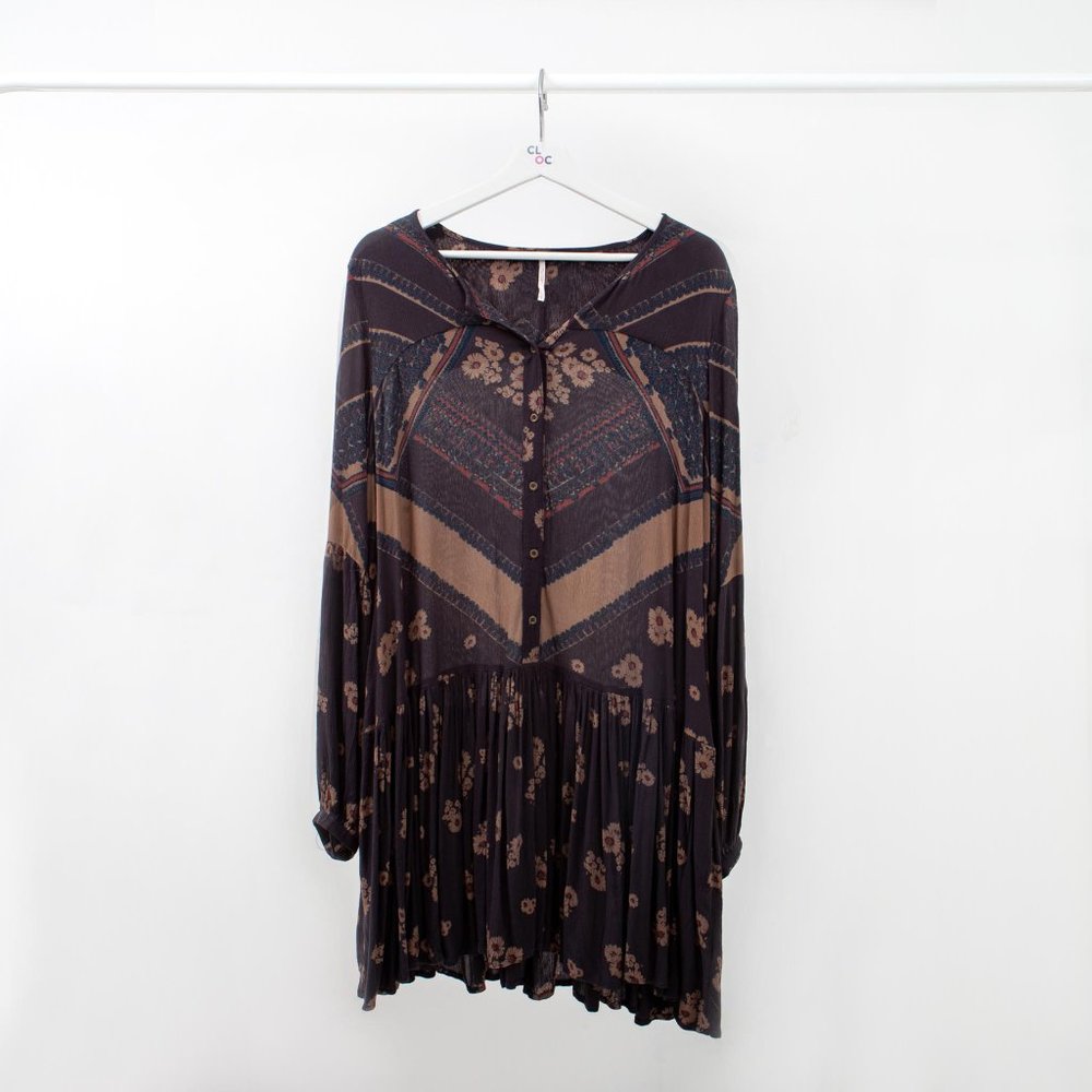 Free People Long Sleeve Floral Mini Dress